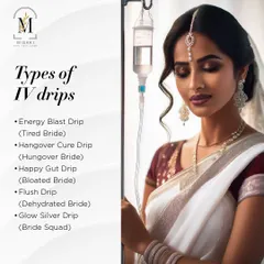 Your needs are unique, so your IV drip should be too. I offer a variety of custom blends, whether you're a tired bride needing an energy blast, looking for a post party hangover cure, or want to calm a bloated gut before an event. We can discuss what's right for you during your consultation.