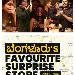 A collage celebrating our journey as Bengaluru's favorite surprise store since 2015, showcasing a map of the city and happy client moments.