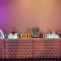 This is our elegant pink tufted bar, a popular choice for stylish weddings and sangeets. We customize our bar setups to perfectly match your event's theme and decor, creating a beautiful centerpiece for your celebration.