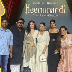 On the set of 'Heeramandi' with the talented Shanaya Kapoor and our amazing costume team. Working on a Netflix period drama requires immense teamwork, research, and attention to historical detail.