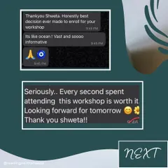 More wonderful feedback from my workshop. Clients describe it as an "ocean" of information and a truly worthwhile investment of their time and energy.