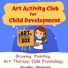 This poster summarizes what my Art Activity Club is all about. It's not just drawing and painting; it's a holistic program blending art therapy and child psychology for overall development.
