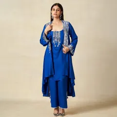 The final look from the shoot, showcasing a modern ethnic outfit. The makeup is fresh and clean, with an emphasis on radiant skin and softly defined eyes, making it a versatile choice for any pre-wedding celebration.