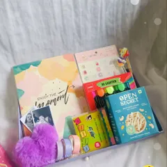 Along with the creative goodies, I added a box of healthy snacks to this kids' hamper to keep their energy up while they create.