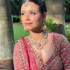 A sun-kissed close-up, showing the dewy, glowing skin finish in natural light.