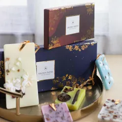 This image displays the variety in my wax tablet collection, each hand-crafted with organic wax and natural botanicals. Available in six fragrances like Lemongrass, Ocean Breeze, and Oud, they are a stylish way to scent your personal spaces.