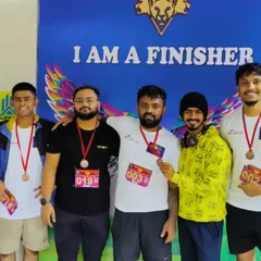 A group of our runners proudly showing their finisher medals after the 4K Human Rights Day Run at Bangalore University. It's all about participation and finishing strong.