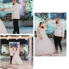 A collage of the couple's first dance, complete with sparklers and dramatic smoke effects, creating a truly magical and cinematic memory.