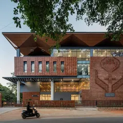 The award-winning Nirbhaya Centre in Bangalore is a project with deep social impact. The building's facade, with its intricate brickwork and welcoming scale, was designed to be an approachable and safe space for women and children.
