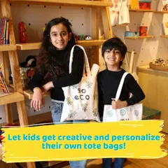 "Go Eco" with style! These siblings designed their own reusable tote bags, learning about sustainability while creating a piece of functional art.