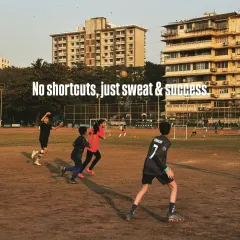 We believe there are no shortcuts to success, only sweat and dedication. This image captures the grit and determination of our players, including the girls who train just as hard as the boys.
