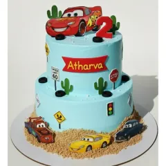 I love bringing big themes to life, like this two-tier Disney Cars cake for Atharva's second birthday. This is a fresh pineapple cake, made completely from scratch with no preservatives, ensuring a delicious and safe treat for the little ones.