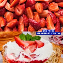 I also do sweet stuff, and I do it right. This is a cross-section of my Strawberries and Cream Danish, showing the flaky croissant pastry, smooth mascarpone cream, and fresh strawberry filling.