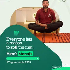 Everyone has a reason to come to the mat. This is Manoj, one of our dedicated practitioners who found his balance and purpose through our Yoga Arambha program. His journey shows that yoga is not just a routine but a way to reset and return to your true self.