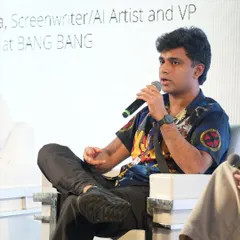 A close-up from my talk at Film Bazaar. I'm passionate about exploring how my online world-building approach can influence film and series production.