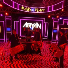 Fusing my beats with the power of live dhol players. This setup for a sangeet night in Jaipur created an electrifying atmosphere with my logo lighting up the stage.