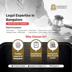 This graphic provides an overview of my legal expertise in Bangalore. From NCLT and RERA lawyers to family and criminal law experts, my team covers a wide spectrum of legal needs. We are trusted, specialized, and offer a transparent, client-focused service.