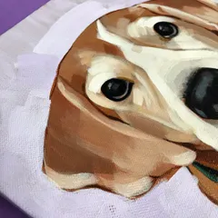 A work-in-progress shot of Bruno's acrylic portrait. At this stage, I am blocking in the main shapes and colors, focusing on capturing the structure of his face before adding the final details.