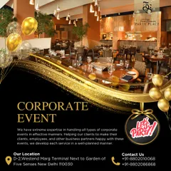 We specialize in planning and executing professional corporate events. This image showcases a formal dining setup suitable for client appreciation dinners, executive meetings, or company milestones, reflecting our commitment to creating a sophisticated business environment.