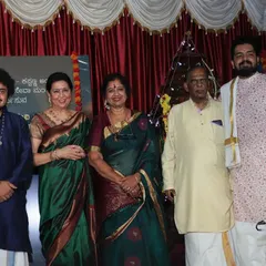 Posing with the organizers and fellow artists after my concert in Jaynagar. It takes a whole team to put on a successful music event.