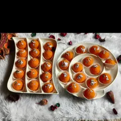 My handmade motichoor ladoo candles look just like the real thing. They are made with scented soy wax and decorated with edible silver foil for an authentic touch.
