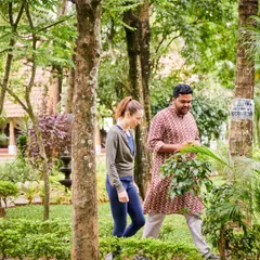 One of our doctors takes a guest on a walk through the medicinal herb garden, explaining the properties of the plants used in our treatments. Education is a key part of our approach.