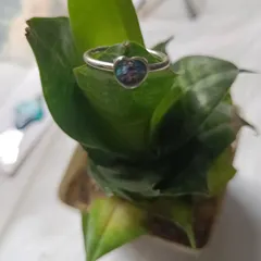 A delicate heart-shaped ring made from preserved orchid petals, resting on a green leaf. It shows how even a small piece of jewelry can hold a big memory.