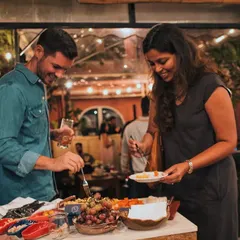 The true measure of success is seeing guests delight in the food and company. Here, guests enjoy a custom grazing station at an outdoor brand launch, showcasing how my catering services create a relaxed and engaging social atmosphere.