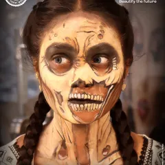 We push the boundaries of creativity with advanced SFX makeup training. This chillingly detailed zombie look, created by one of our students, showcases the high-level technical skill and artistry we nurture for careers in film, television, and fantasy makeup.