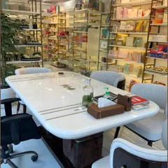 The consultation area within our new showroom. This space is designed for comfort and elegance, allowing you to discuss your custom gifting needs with us while surrounded by inspiration.