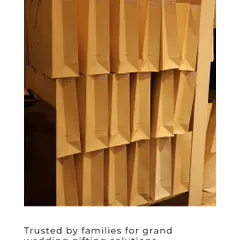We have experience handling large orders for grand weddings. This is a look at a bulk order of personalized wedding favors, all packed and ready to be given to guests, ensuring a consistent and elegant presentation.