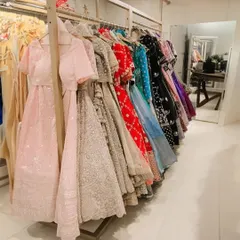 From pastel pinks to deep blues, I have a lehenga for every color palette and occasion. This view of my store shows the variety I offer.