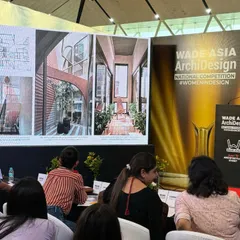 Our co-founder presenting our work at the WADE INDIA ASIA competition. Platforms like these allow us to share our design stories and engage in conversations that push the boundaries of interior design and architecture.