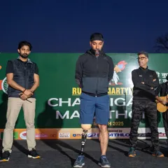 Standing with Major D.P. Singh, a true inspiration, at the 'Run for Martyrs' event. My events are often dedicated to a greater cause, honoring our heroes and supporting our community. This is what I mean by running with 'jajba' or passion.