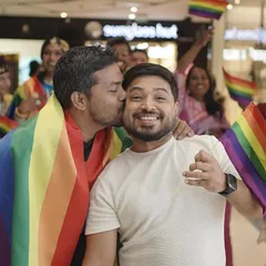 This is us, Ankur and Deepak, sharing a happy moment during a Pride walk. Our kitchen is built on love, and we're so proud to share that with our community.
