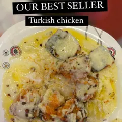 Our best-selling Turkish Chicken is a must-try for cheese lovers. Tender pieces of tandoori chicken are baked with a generous amount of cheese and seasoned with herbs for a smoky, melt-in-your-mouth experience.