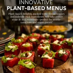 Innovative plant-based menus will take center stage in 2025. This image of our watermelon feta bites highlights our commitment to creating vibrant and delicious vegan options.