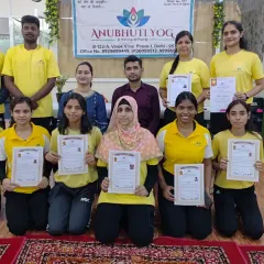 This is a moment of great pride for me. Here is one of our recent batches on their certification day, holding their government-recognized certificates. This piece of paper is the key to starting your career as a yoga instructor.