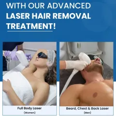 We offer specialized laser hair reduction plans for both women and men. Whether you need a full body treatment or targeted reduction for the beard, chest, or back, we have a solution for you.