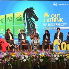A wide view of the panel discussion I moderated for L&T. I ensure the stage is set for a balanced and engaging conversation, giving each speaker the platform to share their unique insights.