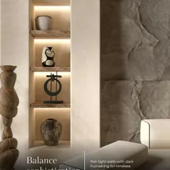 We create timeless elegance by balancing sophistication. Pairing light-colored walls with contrasting dark furnishings or textured stone features adds depth and visual interest to any room.