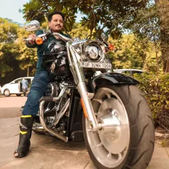 A slightly different angle of the Harley Davidson, showing more of the front wheel and chrome details. I take multiple shots to ensure every impressive detail is captured.