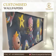 Your ceiling doesn't have to be plain white. For this kid's room, I installed a custom-printed wallpaper featuring a playful outer space theme, turning the ceiling into a vibrant and imaginative focal point.