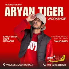 We bring the best in the business to our studio. This is our workshop announcement for the one and only Aryan Tiger from India's Best Dancer Season 4. It’s your chance to learn from the stars you see on TV.