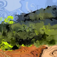 A variation of my 'DelicScape' art, where I've adjusted the color balance and flow. The swirling patterns in the earth and sky are more defined, showing how I experiment with composition and liquid effects in Procreate.
