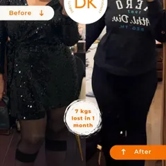 A 7-kilo loss in just one month. This before-and-after is a powerful reminder that you can achieve your goals quickly and safely with a structured, supportive plan.