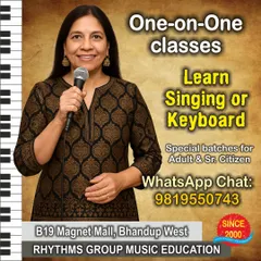 We provide a supportive space for adults to learn singing. This student is part of our one-on-one vocal training program, designed to improve vocal range, pitch, and confidence.