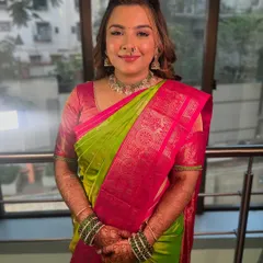 My stunning bride-to-be glowing on her engagement day in a vibrant lime green and pink saree. We went for a soft, elegant glam to enhance her natural beauty.