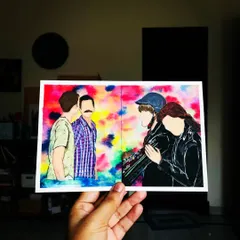 "Toh atak gaya hai, yeh mann atak gaya hai." This painting is for 'Badhaai Do,' my favourite Hindi romantic movie. It celebrates love in all its forms, capturing the colourful, complex, and beautiful journey of its characters.