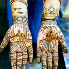 This Karwa Chauth special design brings the festival's story to life. It features detailed portraits of the traditional ceremony, including the wife viewing the moon and her husband, making the occasion truly memorable.